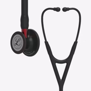 Cardiology IV Black Finish Chestpiece Black Tube Red Stem Black Headset 01
