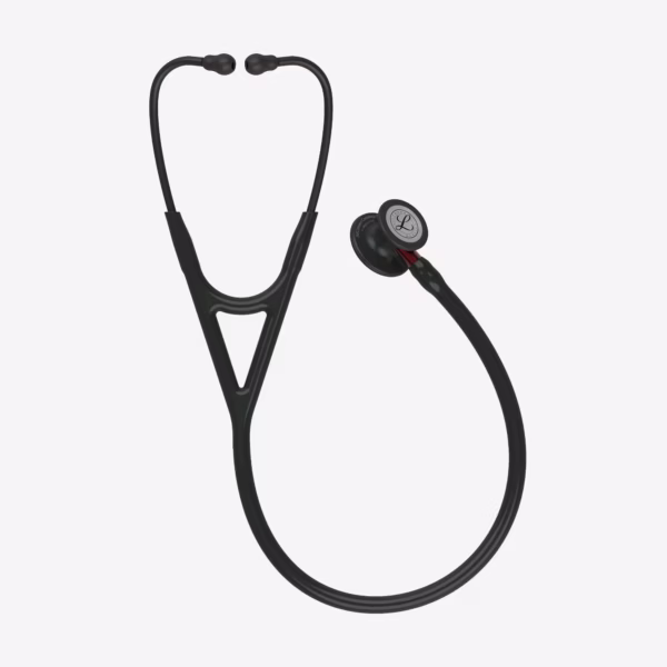 Cardiology IV Black Finish Chestpiece Black Tube Red Stem Black Headset 02