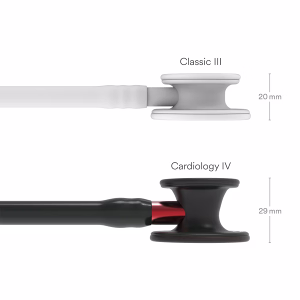 Cardiology IV Black Finish Chestpiece Black Tube Red Stem Black Headset 03