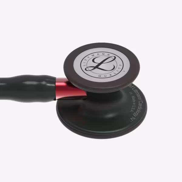 Cardiology IV Black Finish Chestpiece Black Tube Red Stem Black Headset 04