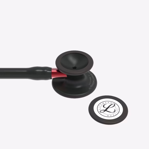 Cardiology IV Black Finish Chestpiece Black Tube Red Stem Black Headset 05