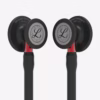 Cardiology IV Black Finish Chestpiece Black Tube Red Stem Black Headset 06